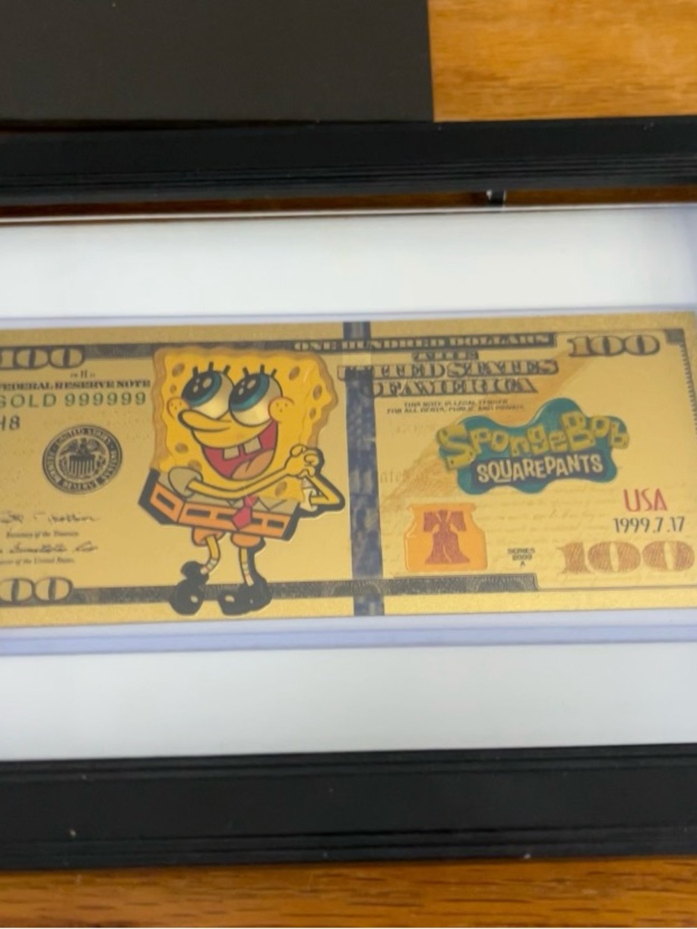 SpongeBob Squarepants Yellow and Gold Framed Novelty Note